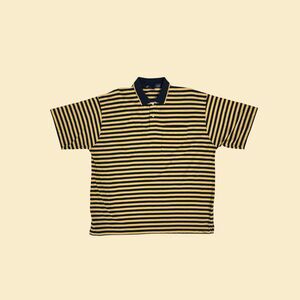 Vintage 90s yellow polo shirt, size 2XLT Puritan 1990s yellow & navy blue top